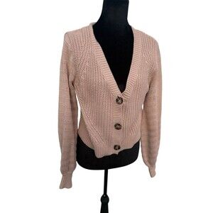 Abrecrombie & Fitch Cardigan Sweater Women's Size S Pink Long Sleeve V Neck